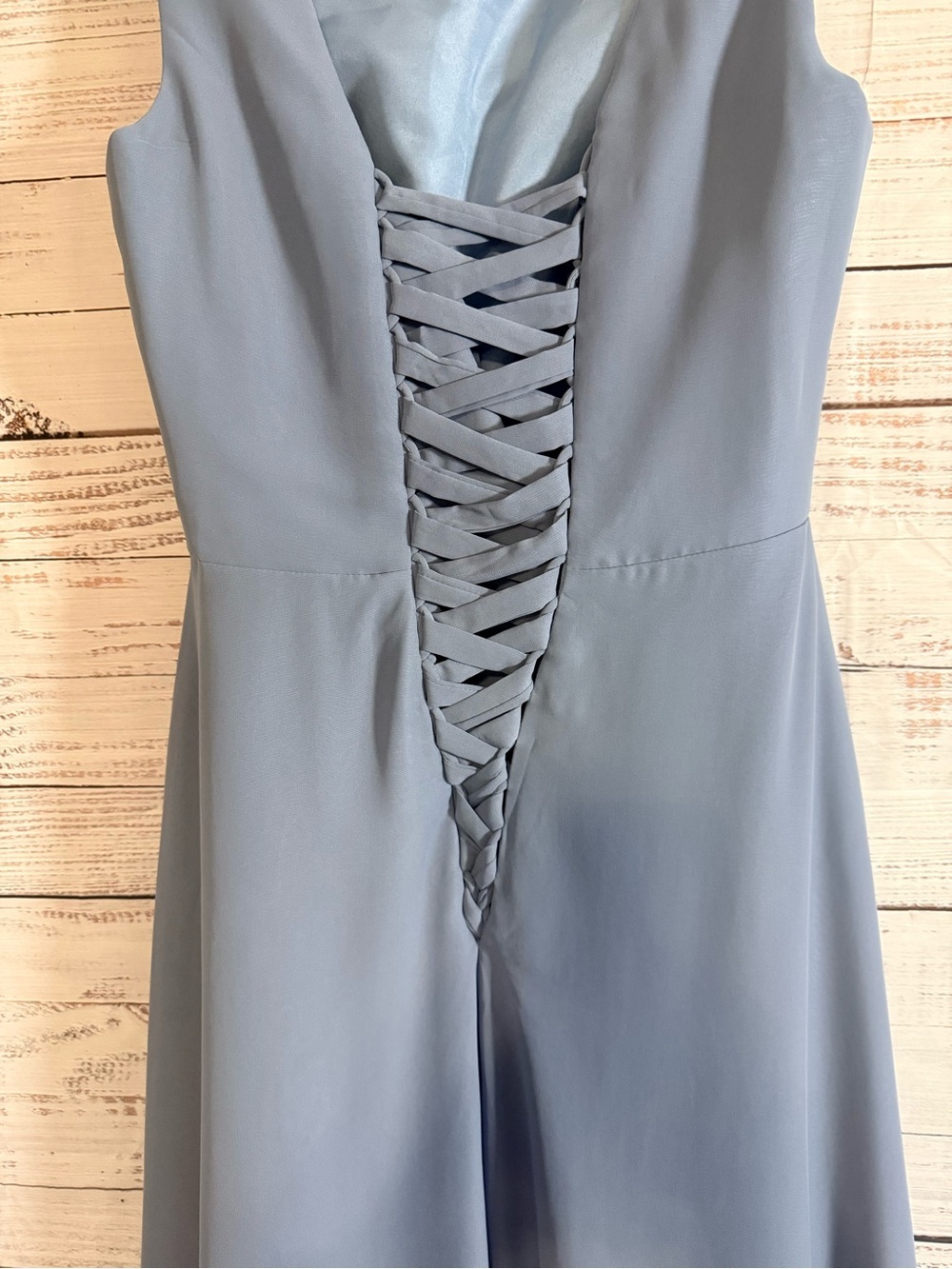 Xyiveaf Mother/Grandmother of the Bride Tea Length Dusty Blue Chiffon Dress - Picture 7 of 11